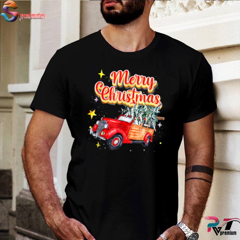 Merry Christmas Red Truck Christmas Tree Light Snow T Shirt, hoodie, sweater, long sleeve and