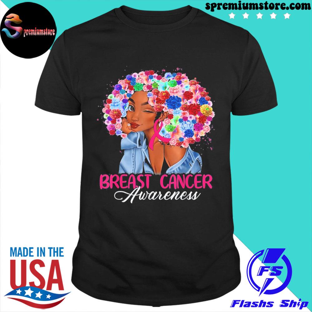 Black girl woman breast cancer awareness pink ribbon october shirt