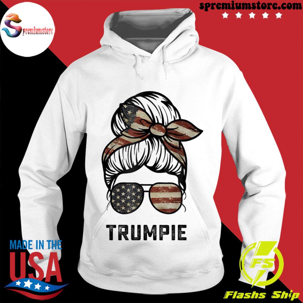 Messy Bun Trumpie Trumpie Anti Biden Trumpee Womens Shirt hodie-white