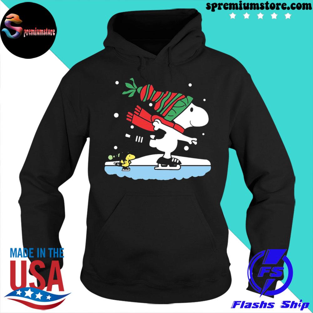 Official snoopy Ice Skating Snoopy Christmas Shirt hoodie-black