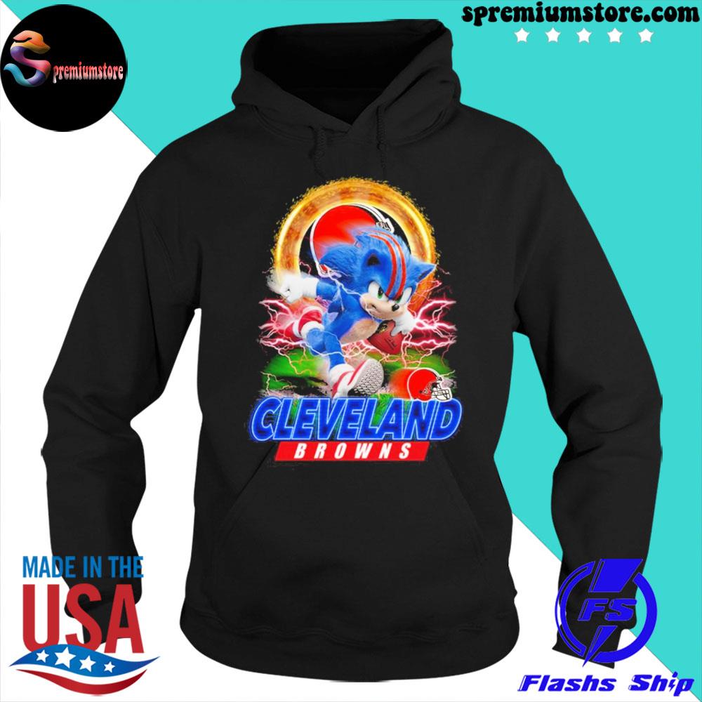 Official ultra sonic the hedgehog playing rugby Football Cleveland browns s hoodie-black