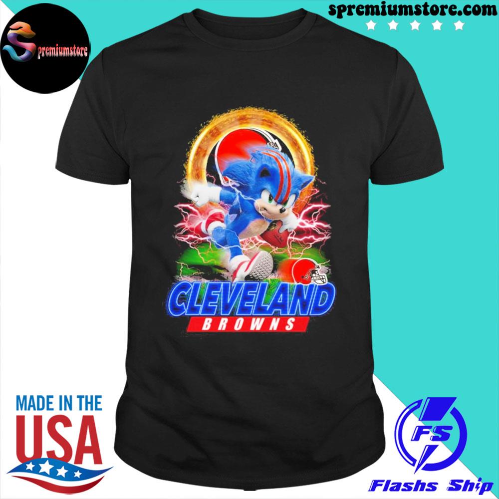 Official ultra sonic the hedgehog playing rugby Football Cleveland browns shirt