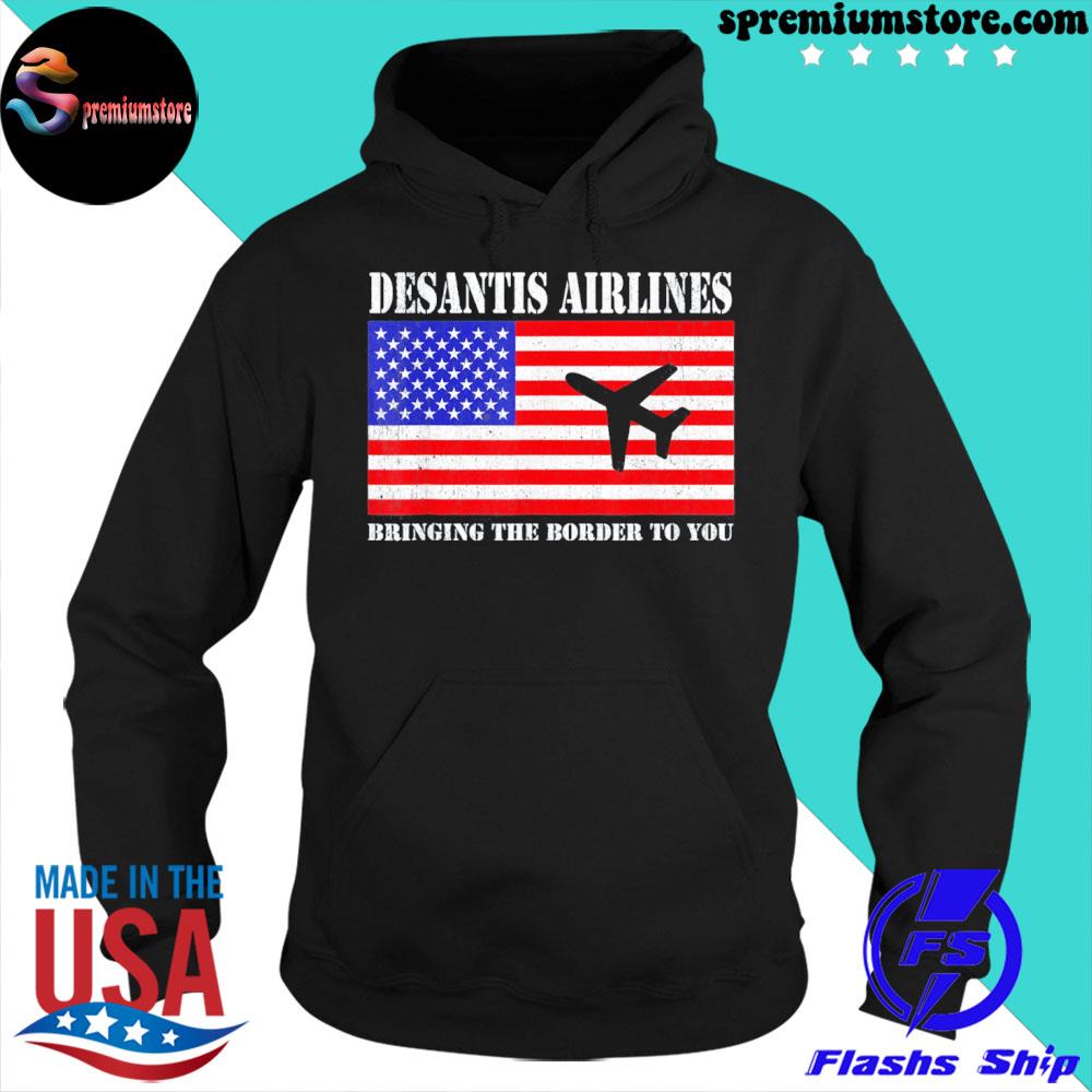 Top DeSantis Airlines Political Meme Ron DeSantis T-Shirt hoodie-black