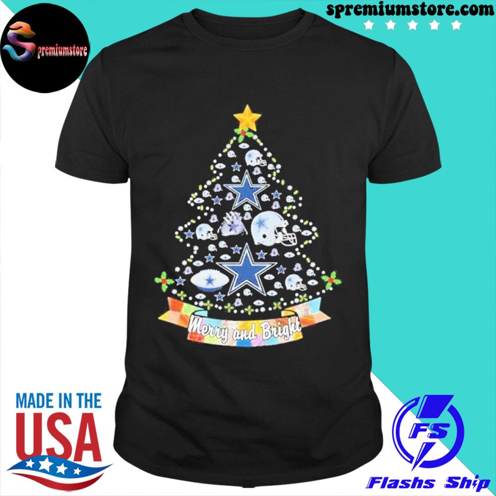 Official dallas Cowboys Xmas Tree Merry And Bright Christmas Sweatshirt
