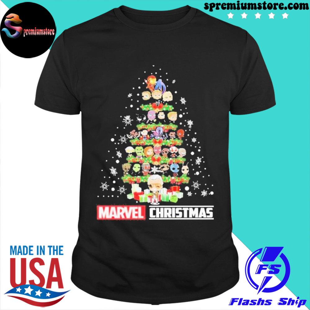 Official marvel Christmas Tree Marvel Avengers Endgame Thor Spider-Man Christmas Shirt
