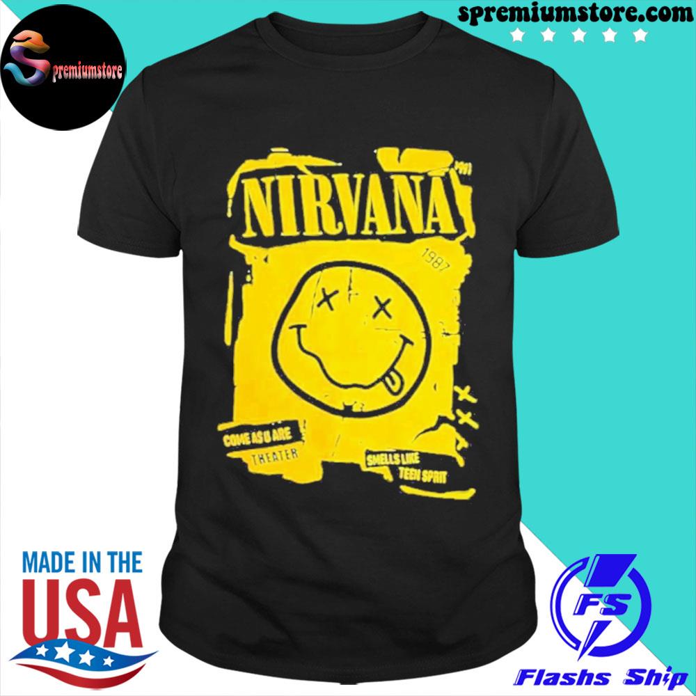 Official nirvana Yellow Iconic Smiley Face Nirvana T-Shirt