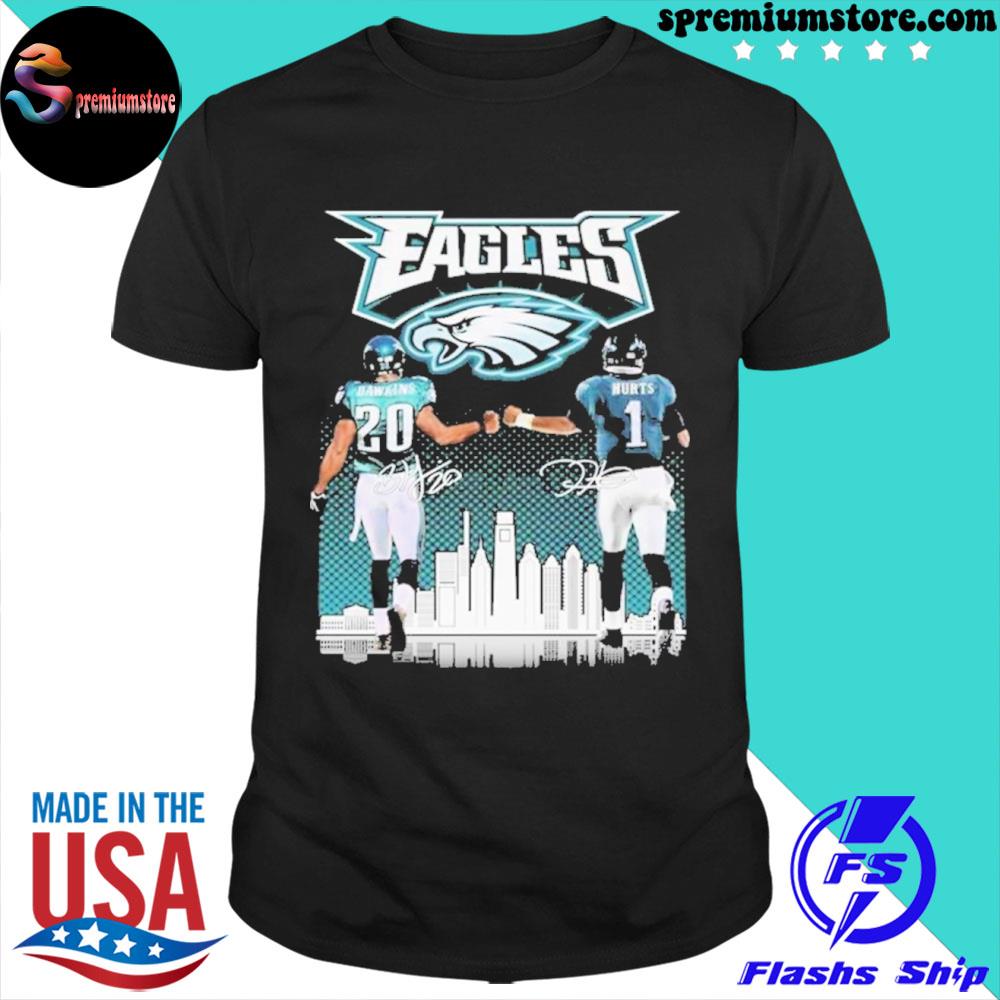 Official philadelphia Eagles Brian Dawkins Vs Jalen Hurts Philadelphia City Signatures Shirt