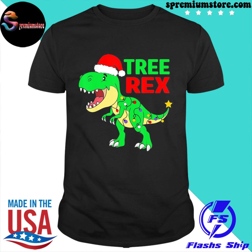 Official christmas Dinosaur Kids Christmas Tree Lights Santa T-Shirt
