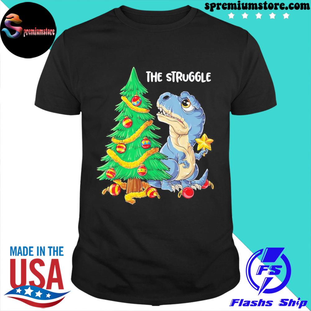 Official dinosaur Christmas tree rex the struggle boys xmas pajamas shirt