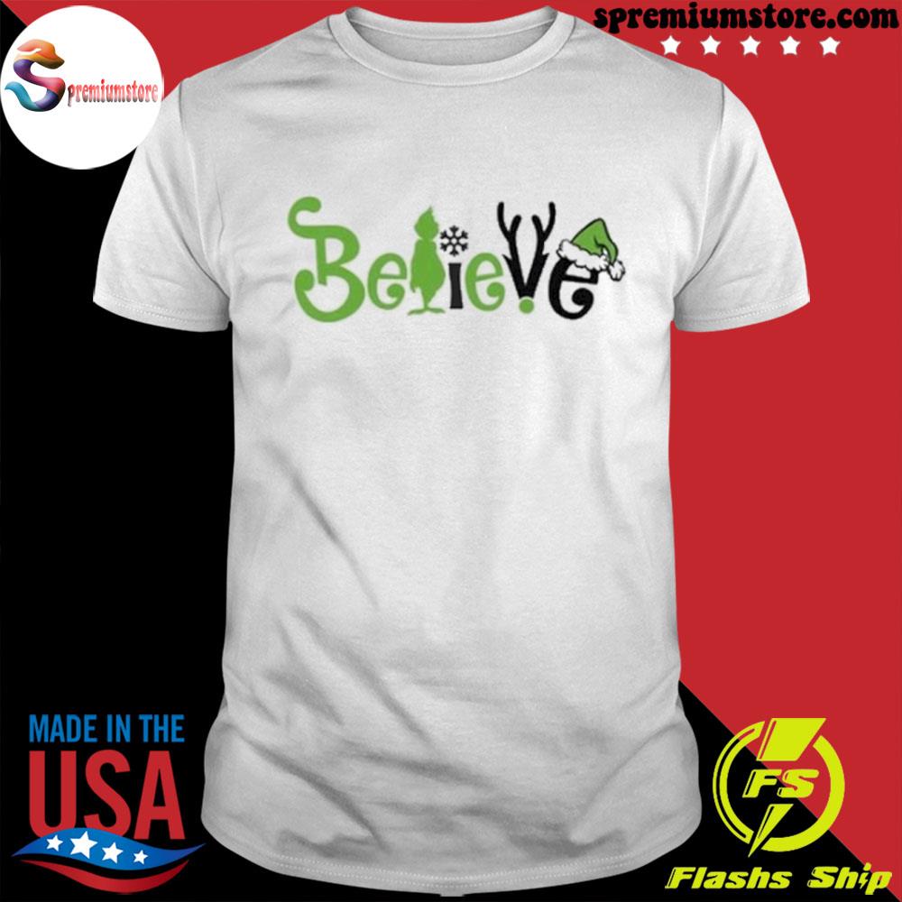Official grinch believe merry Christmas santa hat funny shirt