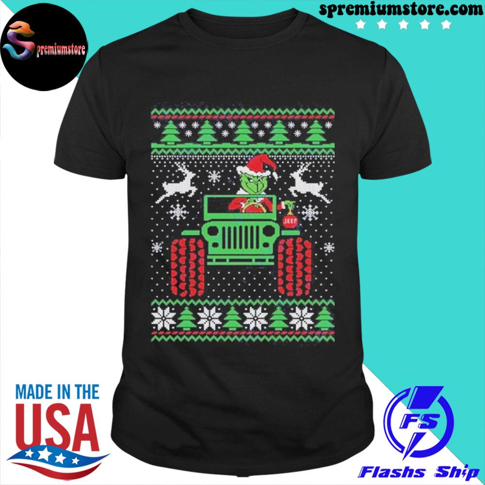 Official grinch hand jeep nad cart jeep Ugly Christmas sweater