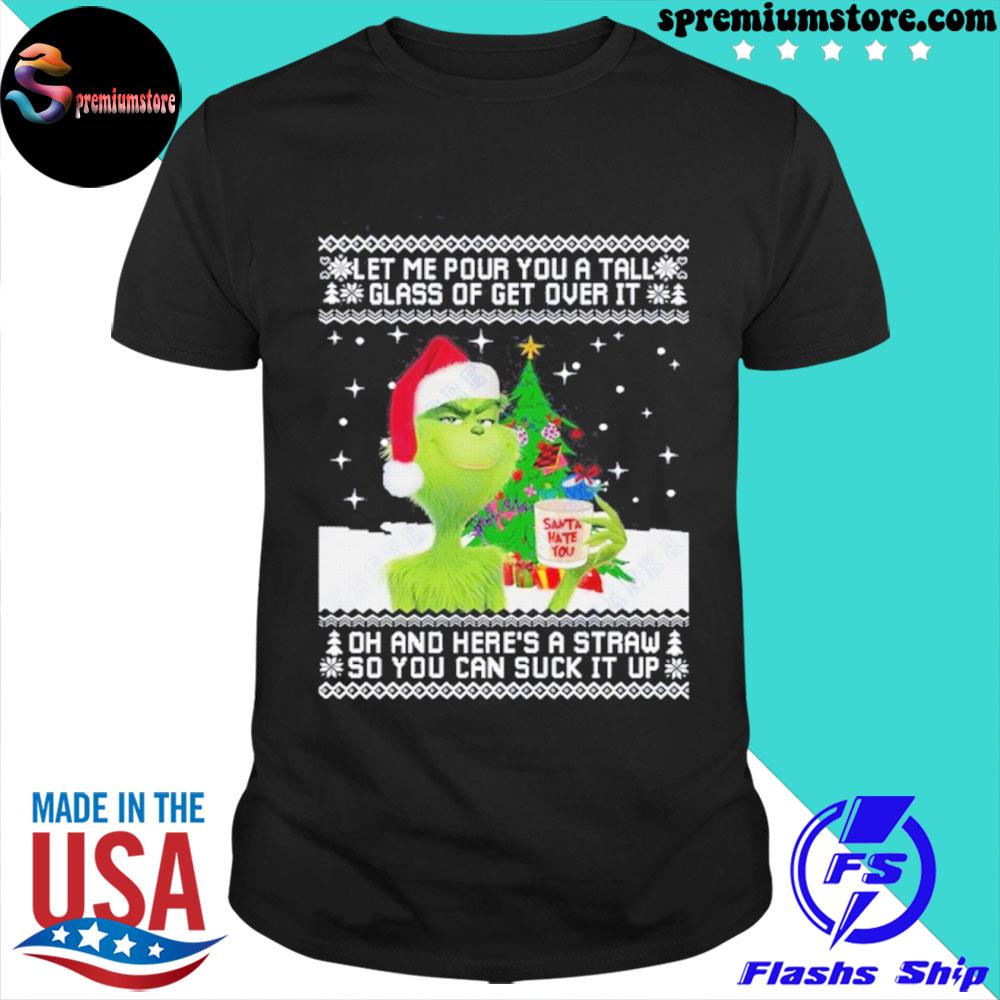 Official grinch let me pour you a tall glass of get over it oh and here's a straw so you can suck it up Ugly Christmas sweater