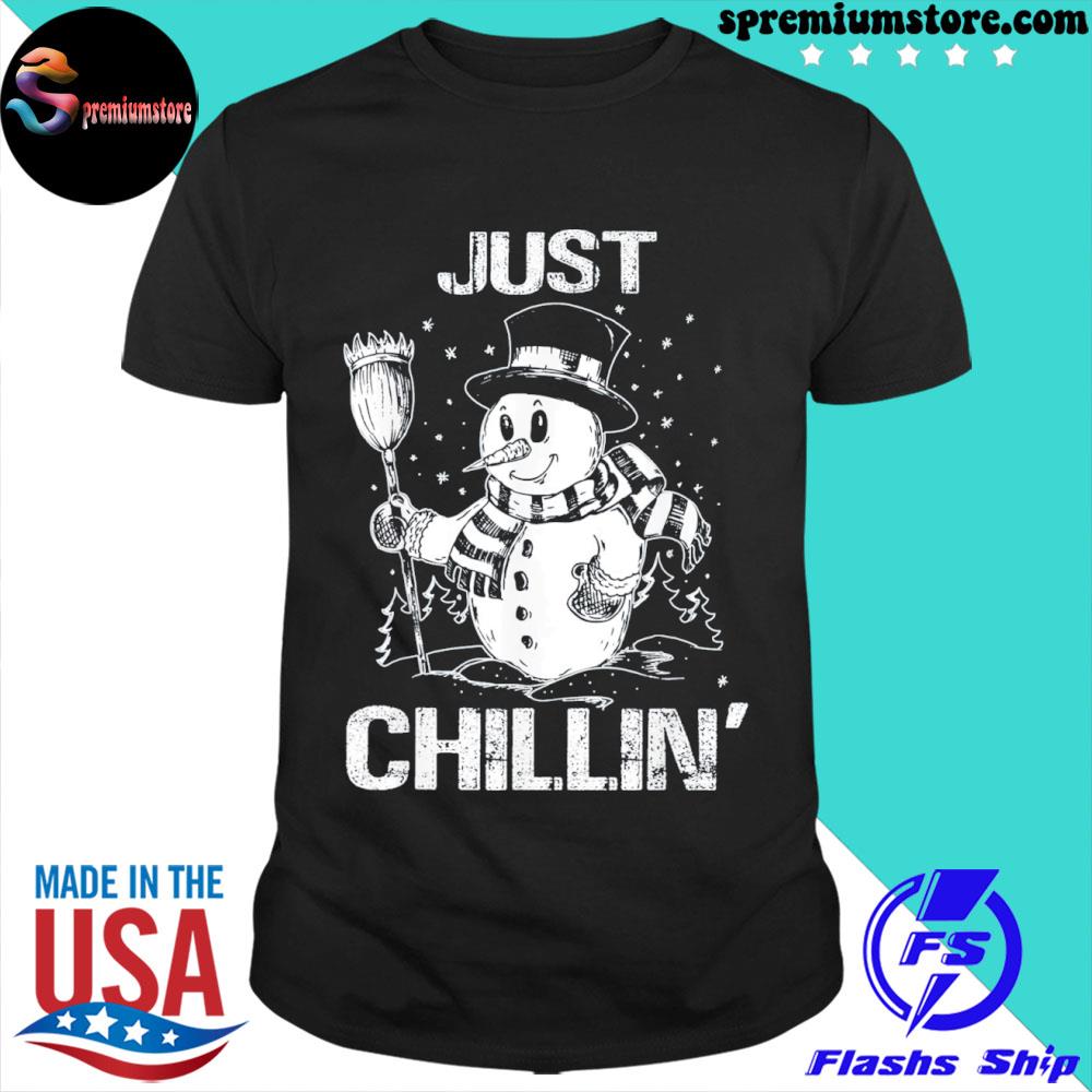 Official merry Christmas just chillin snowman family matching pajama shirt