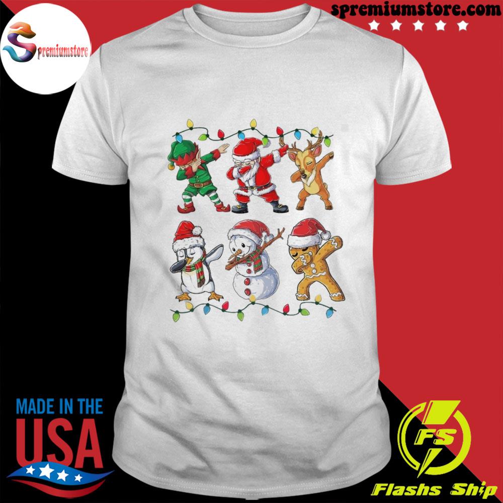 Official santa Claus ELF Snowman Reindeer and Friends Dabbing Christmas T-shirt