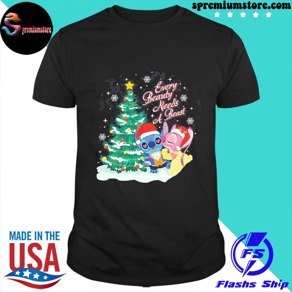 Official stitch and angel lilo and stitch every beauty needs a beast Christmas shirt