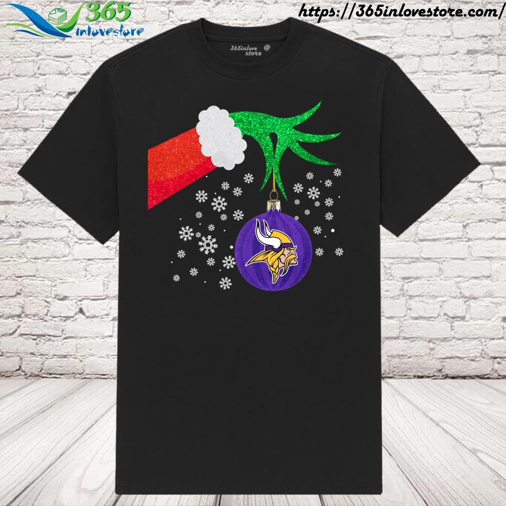 Official the grinch christmas ornament minnesota vikings T shirt