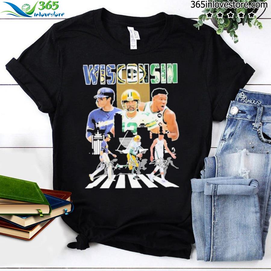 Wisconsin Christian Yelich Alex Antetokounmpo Aaron Rodgers signatures shirt,  hoodie, sweater, longsleeve and V-neck T-shirt