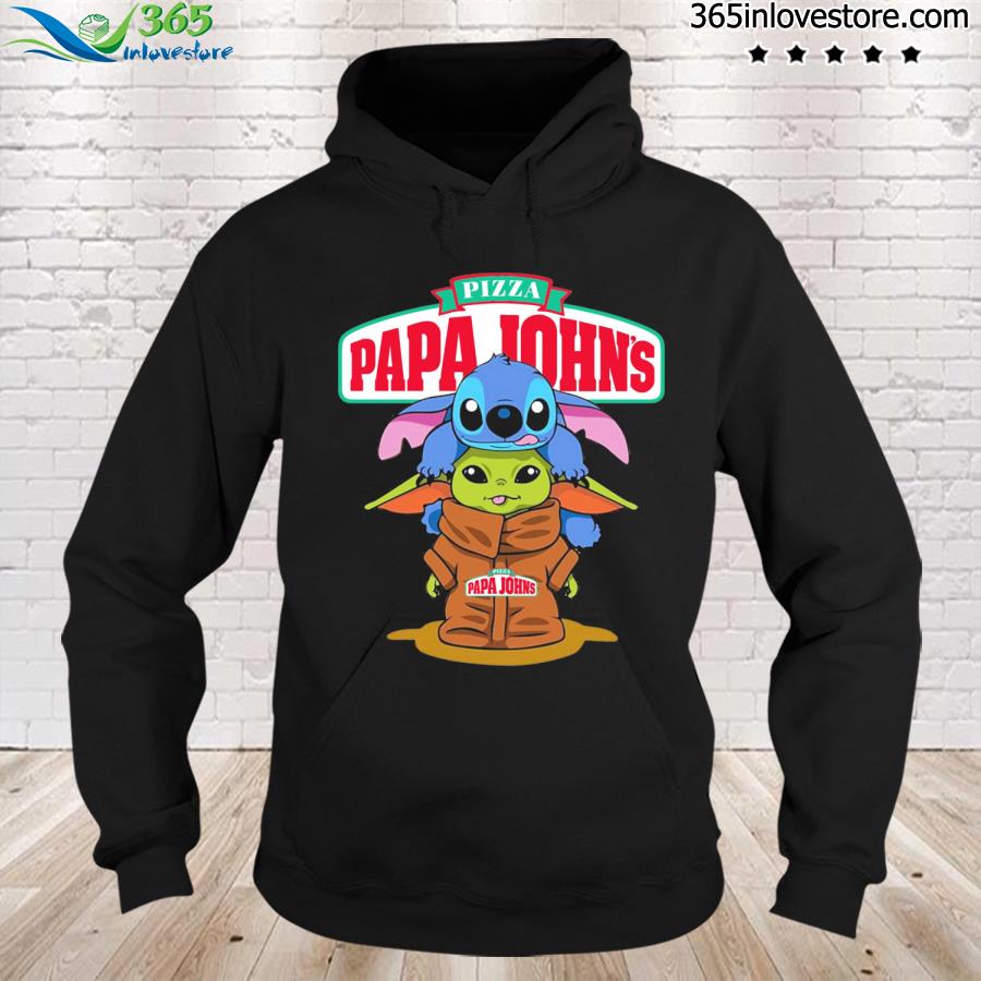 Baby Yoda and baby stitch pizza papa johns logo s hoodie